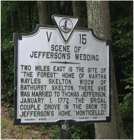 Martha and Thomas Jefferson wedding marker