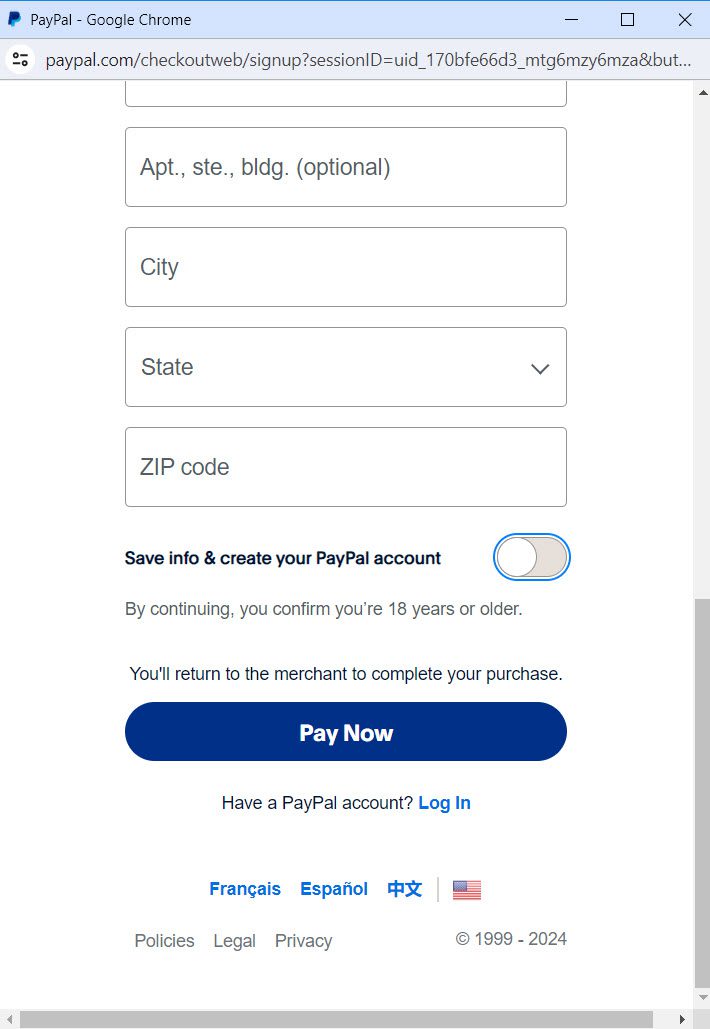 PayPal screen 3