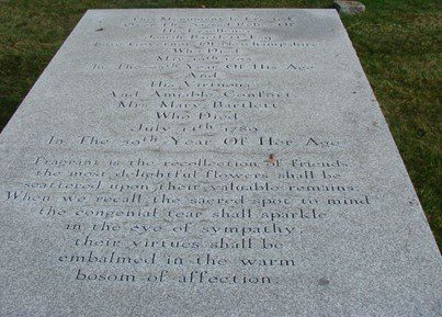 The epitaph of Mary Bartlett