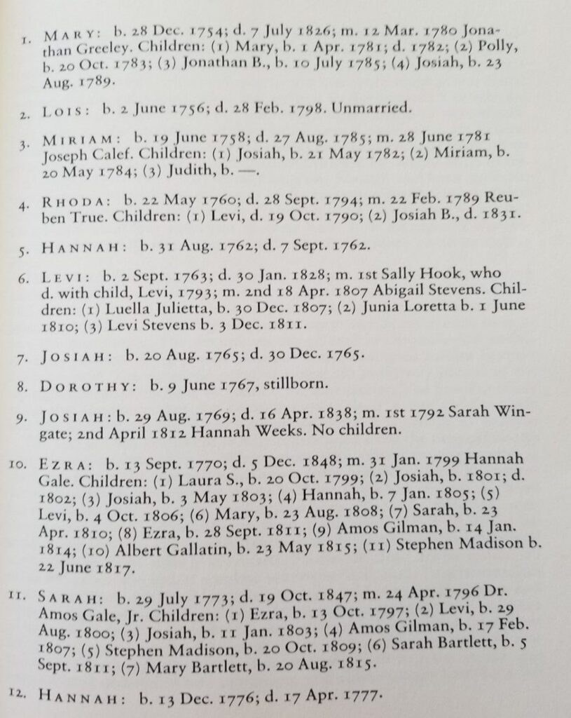 The children of Mary and Josiah Bartlett